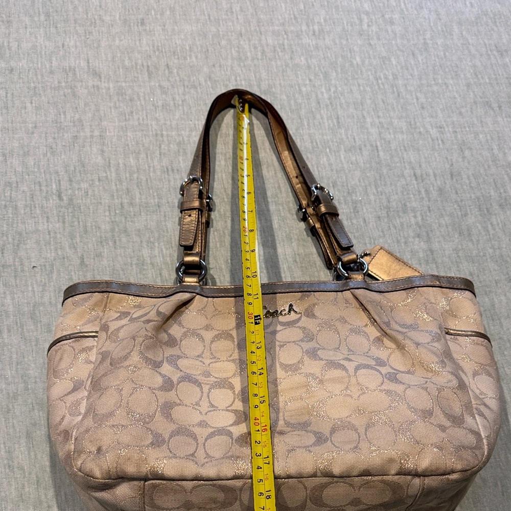 Coach Beige Signature Shoulder Bag - Picture 12 of 16